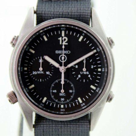 Vintage 1986 First Generation British Military RAF Issued Pilots' Chronographs with Broadarrow and Correct Military Issue Numbers 6645-99 7683056 on Case-Back. New Mineral Glass