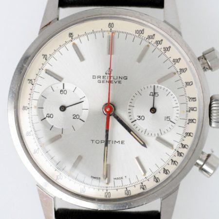 c.1967 Top Time Geneve Ref. 2002 with Silver Dial and Two Sub-Dials and Rare Original Red Central Chronograph Hand In Superb Original Condition